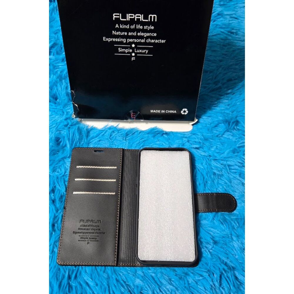 Flipalm iPhone 15-6.1" Wallet Case RFID Blocking, Kickstand, Shockproof - Black